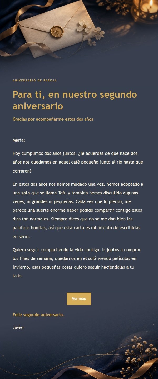 Carta de Amor Azul Profundo y Dorado 2