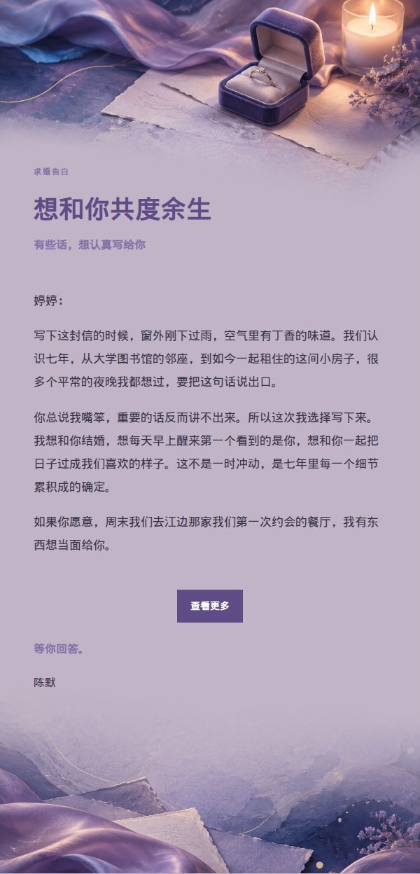 丁香墨色求婚告白信