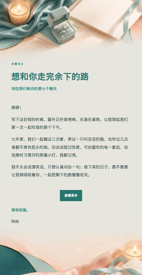蜜桃青绿求婚告白信