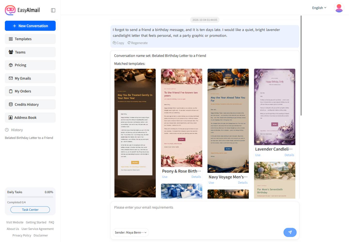 Belated birthday email template recommendations