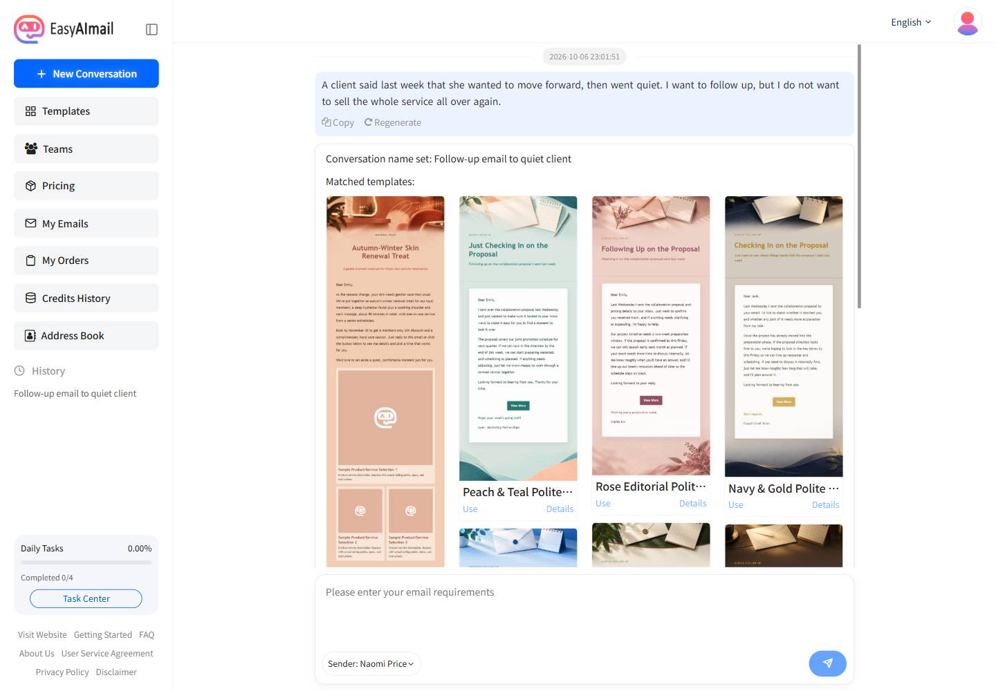 Recommended templates for a polite client follow-up