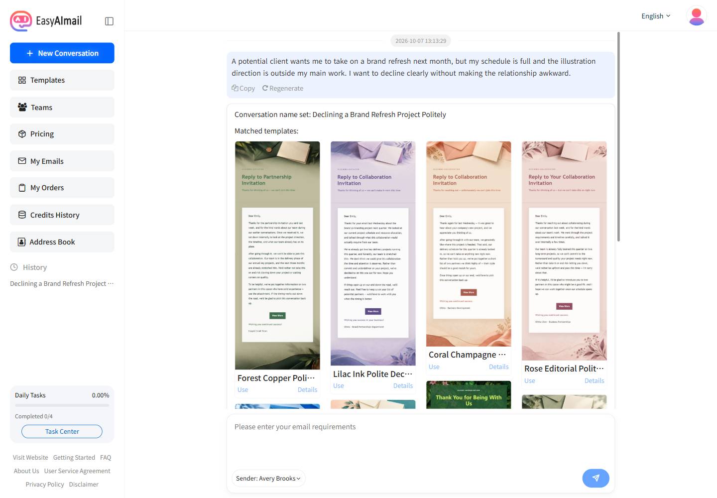 How to politely decline a client template recommendations