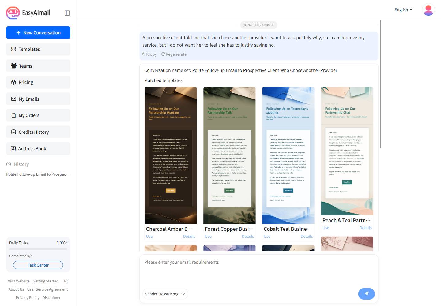 Recommended business follow-up templates for a feedback request