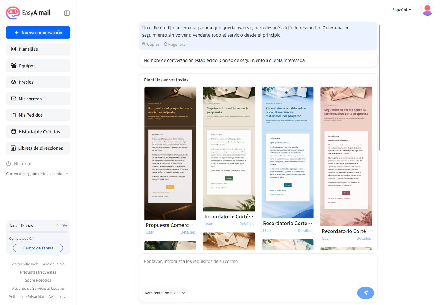 Plantillas recomendadas para un seguimiento comercial