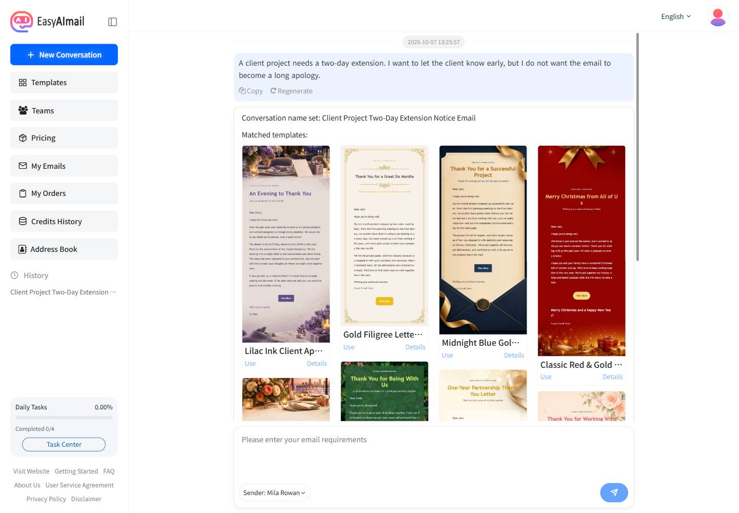 How to tell a client about a delay template recommendations