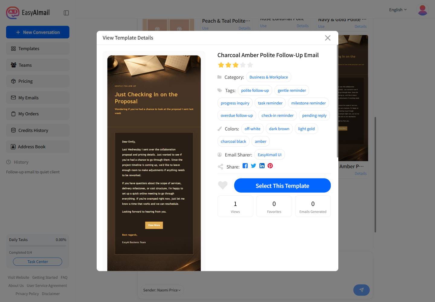 Details of a polite follow-up email template