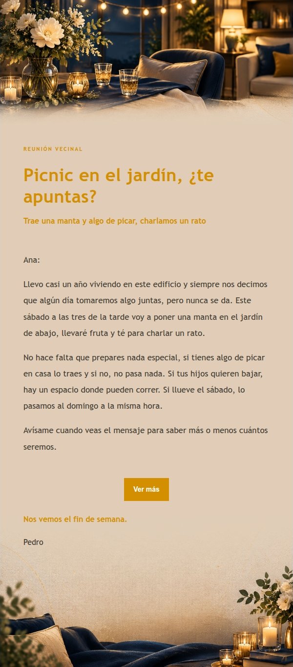 Invitación a Reunión Íntima en Casa Azul y Dorado 2
