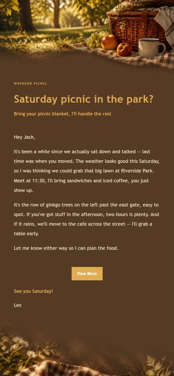 Charcoal Amber Park Picnic Invite