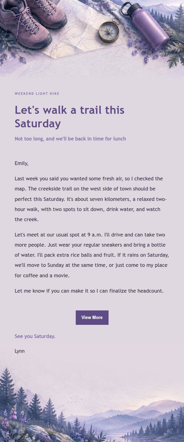 Lilac Ink Light Hike Invitation