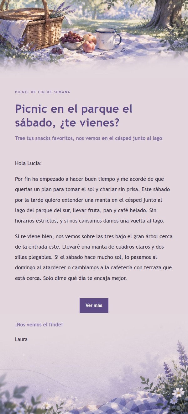 Invitación a Picnic en el Parque Estilo Lila Tinta
