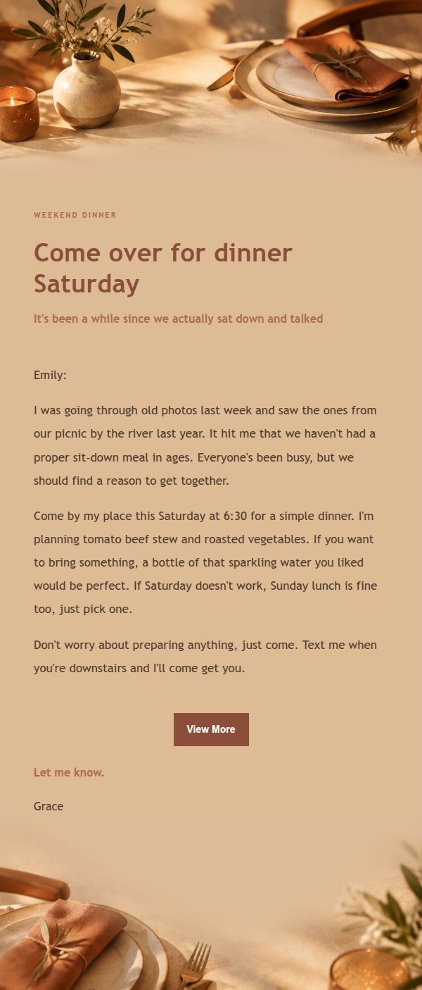 Terracotta Cream Friends Dinner Invite
