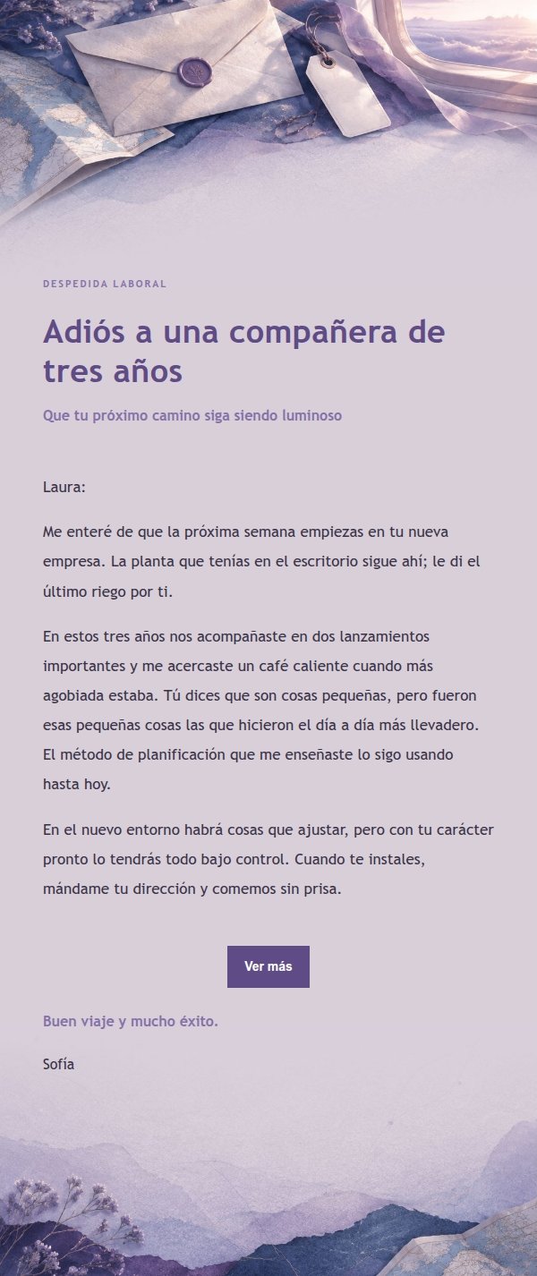 Carta de Despedida en Tinta Lila
