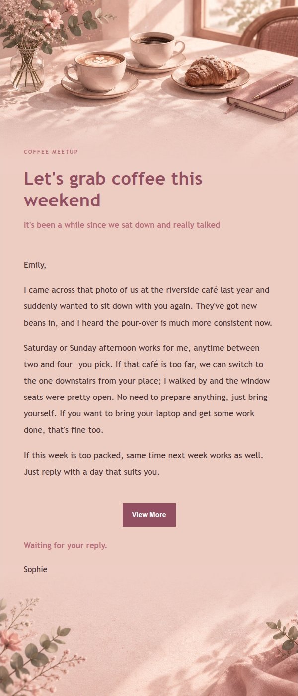 Rose Editorial Coffee Chat Invite