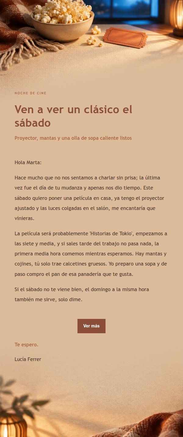 Invitación Cine en Casa Estilo Terracota