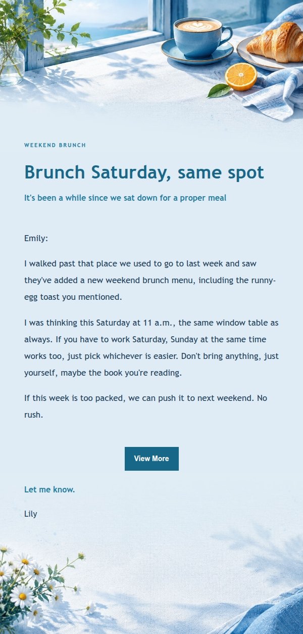 Cobalt Teal Weekend Brunch Invite