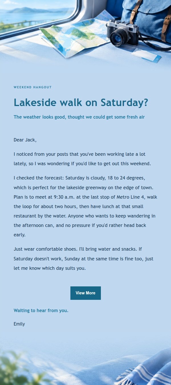 Cobalt Teal Weekend Getaway Invitation Email