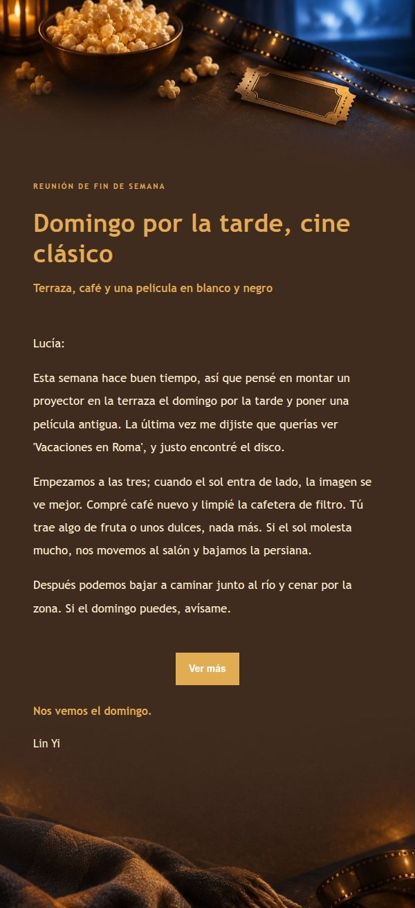 Invitación Cine en Casa Tono Ámbar 2