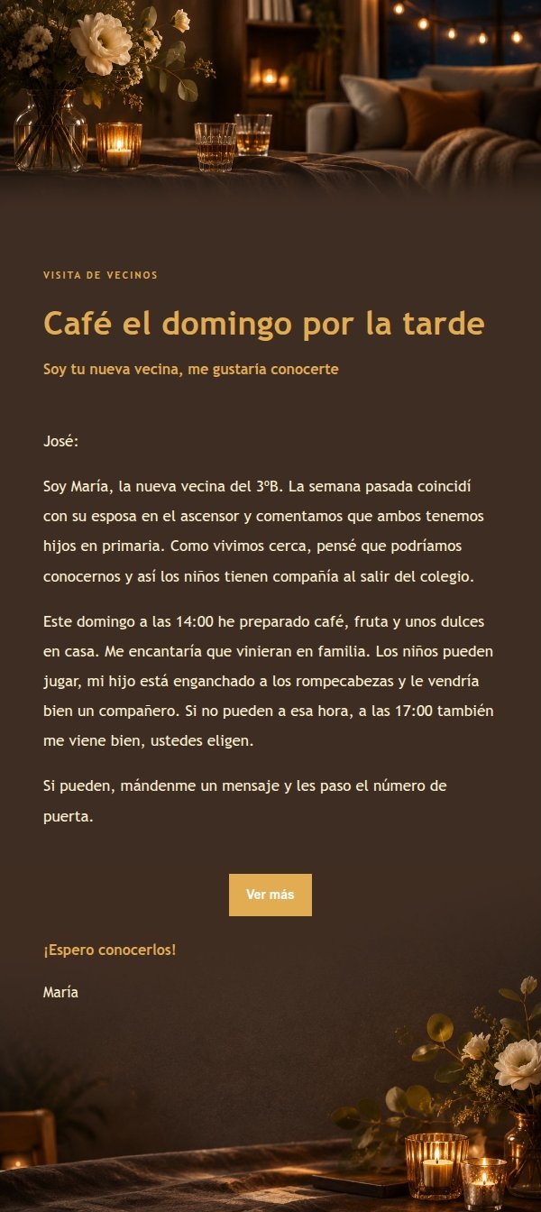 Invitación a Reunión Íntima en Casa Estilo Carbón y Ámbar 2