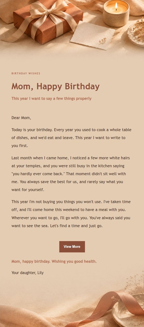 Terracotta Cream Birthday Wish Email 2