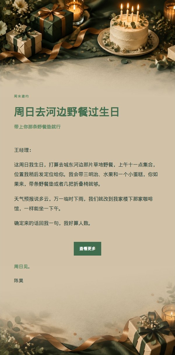森林铜色生日聚会邀约 2