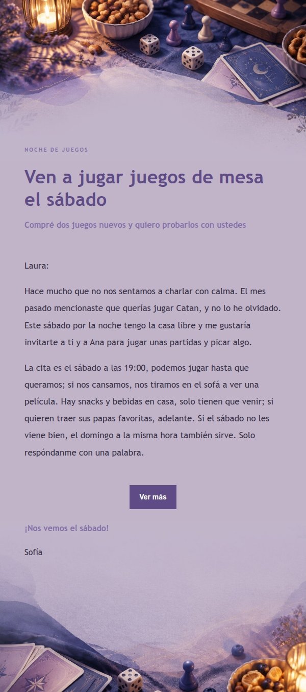 Invitación a Noche de Juegos de Mesa