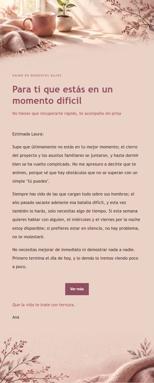 Carta de Ánimo Estilo Editorial Rosa