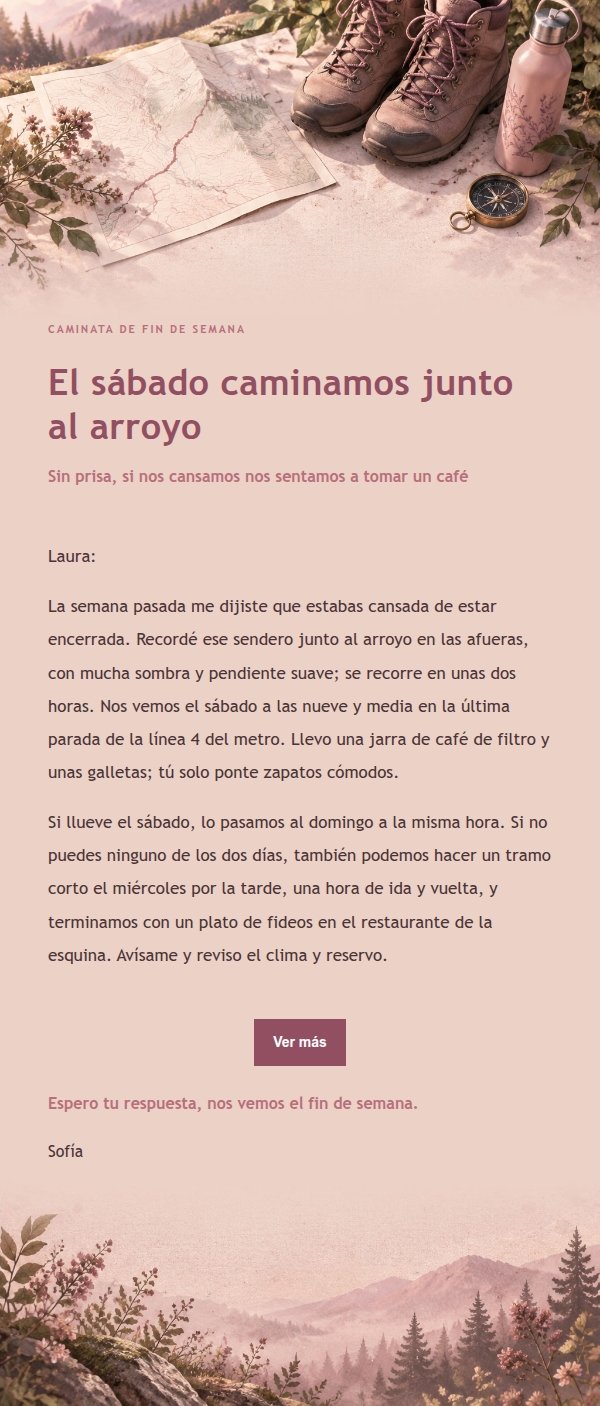 Invitación a Caminata Ligera Estilo Editorial Rosa