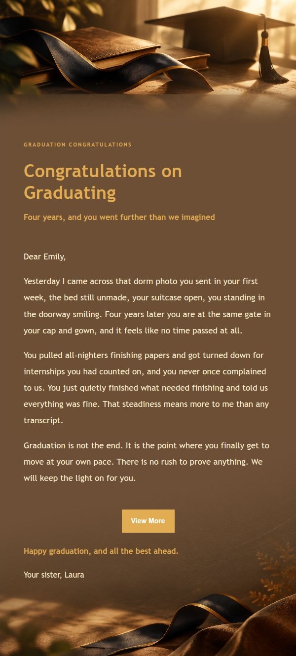 Charcoal Amber Graduation Letter