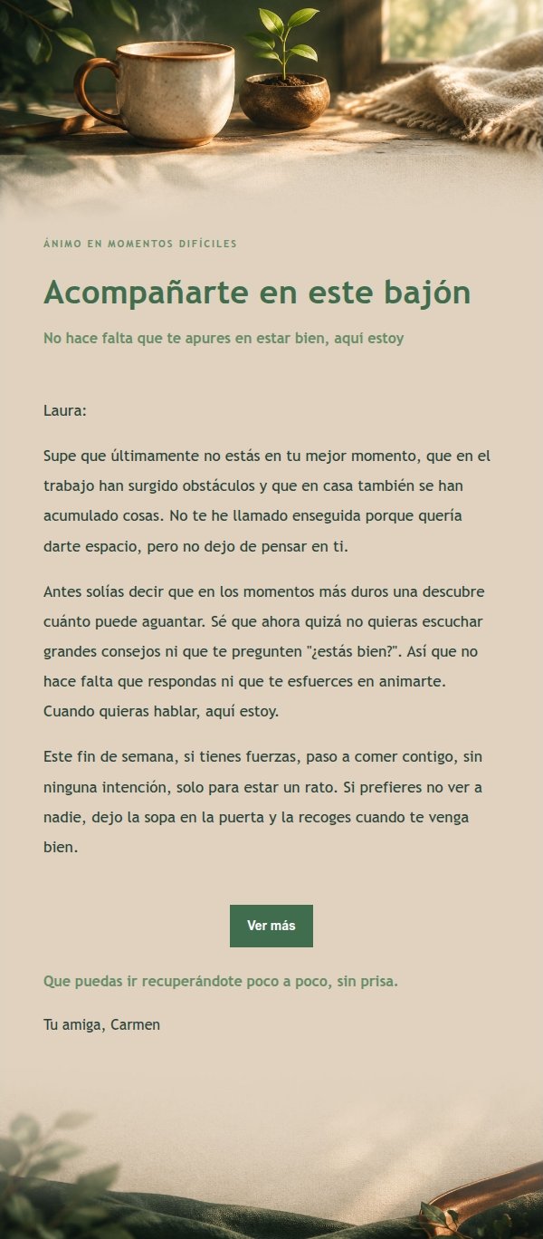 Carta de Ánimo en Tonos Bosque y Cobre