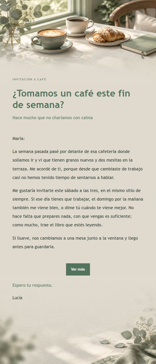 Invitación Café Estilo Salvia Marfil
