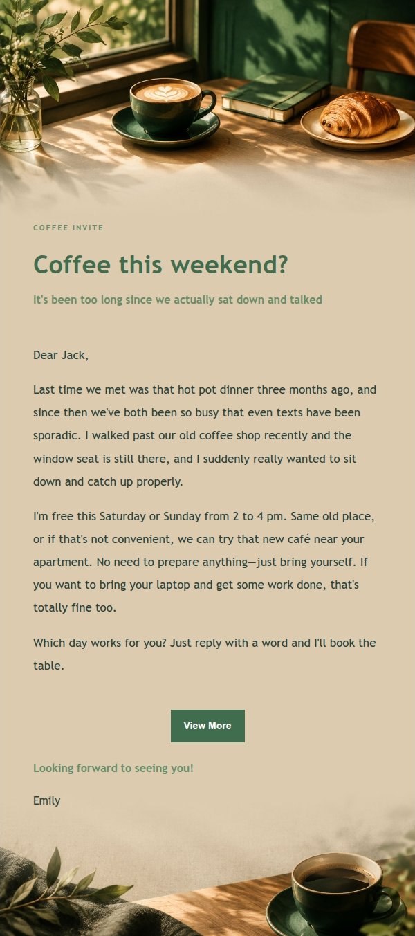 Forest Copper Coffee Chat Invite