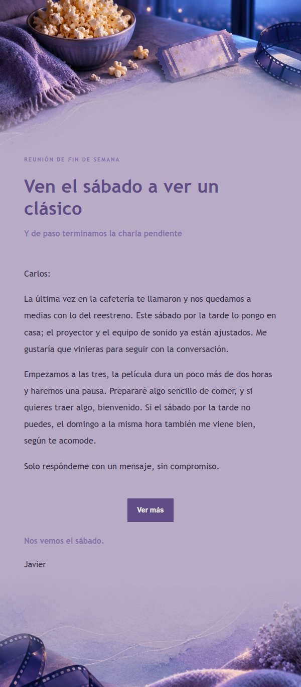 Invitación Cine Noche Lila Tinta 2