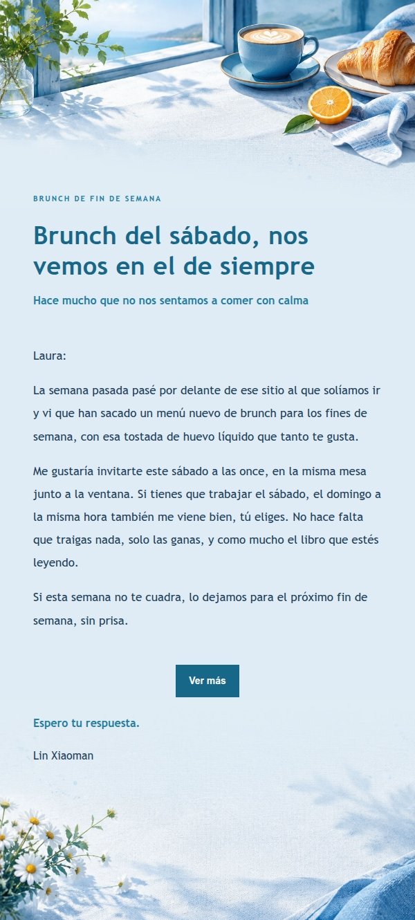 Invitación a Brunch de Fin de Semana en Azul Cobalto