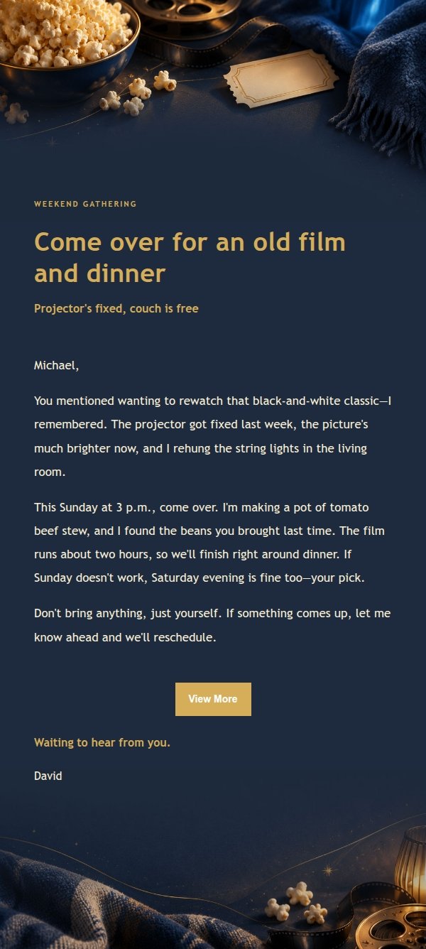 Midnight Blue Movie Night Invitation 2