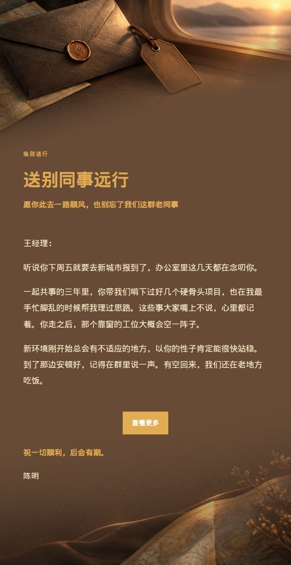 炭黑琥珀告别送行邮件