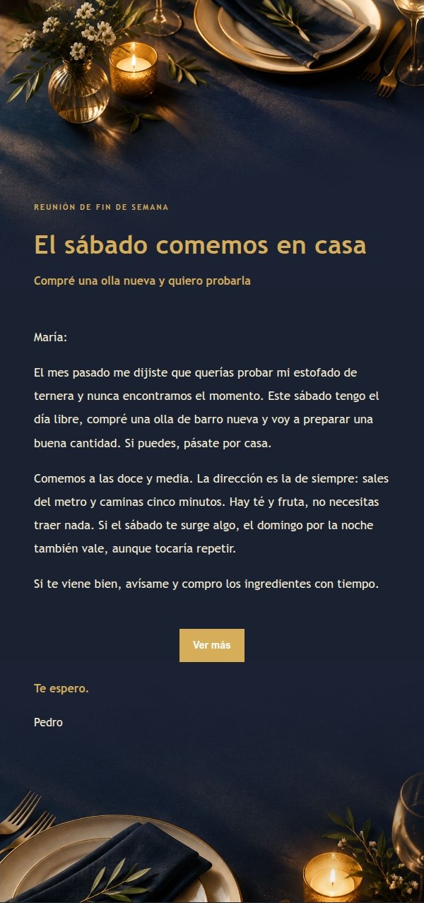 Invitación a Cena entre Amigos Azul y Dorado 2