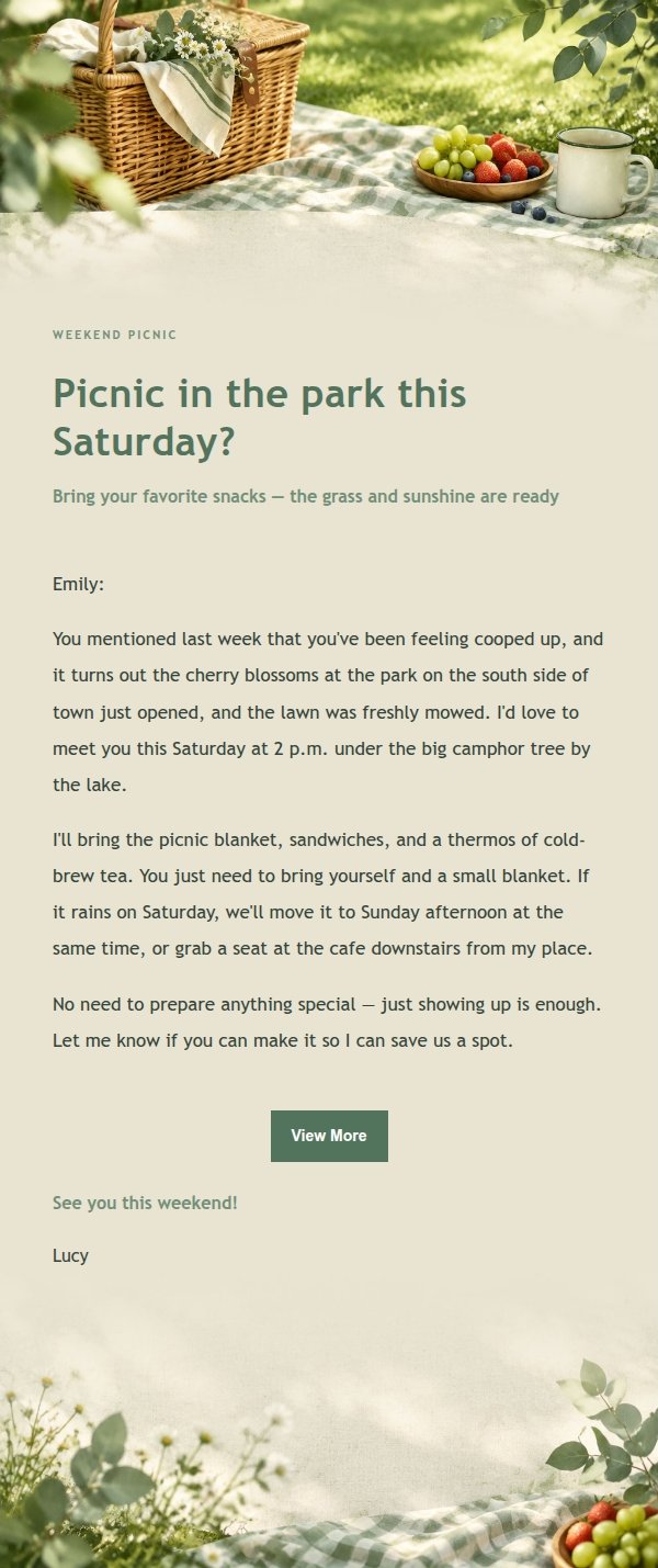 Sage & Ivory Park Picnic Invite