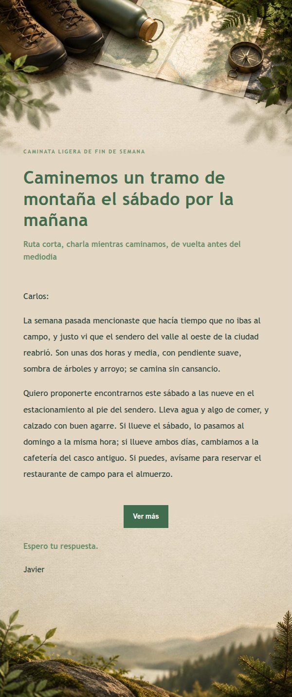Invitación a Caminata Ligera en Tonos Bosque