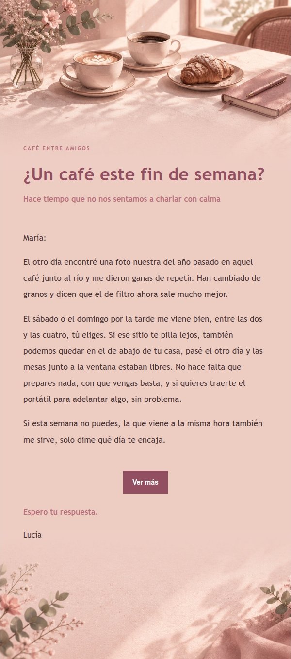 Invitación Café Estilo Editorial Rosa