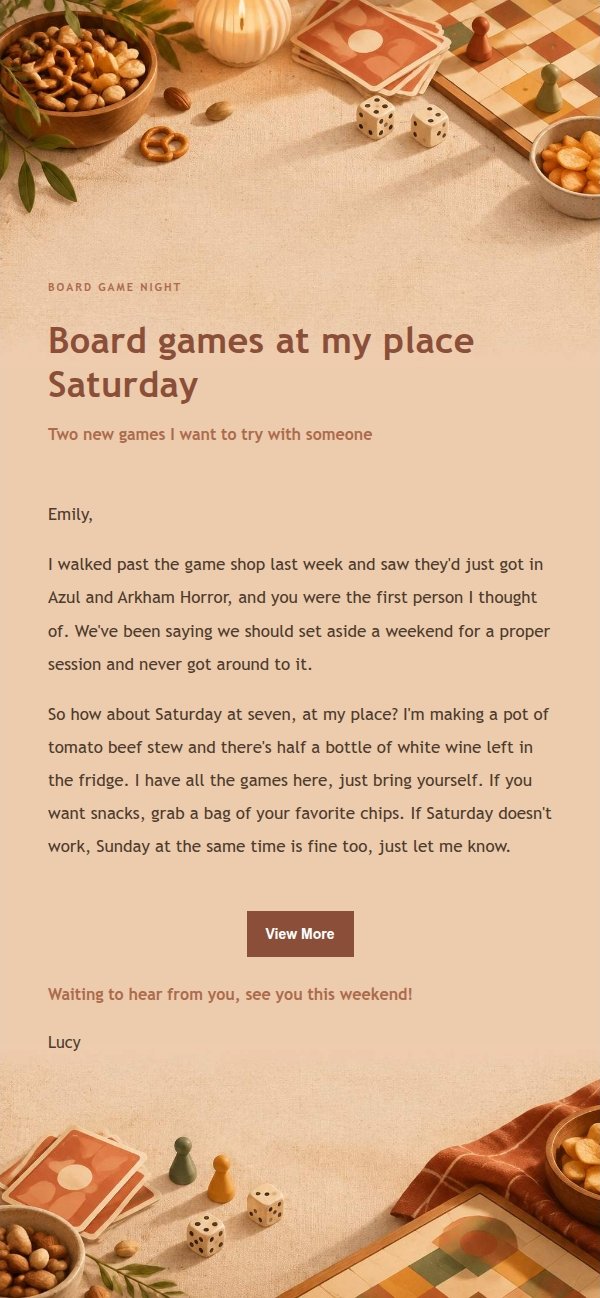 Terracotta Cream Board Game Night Invite