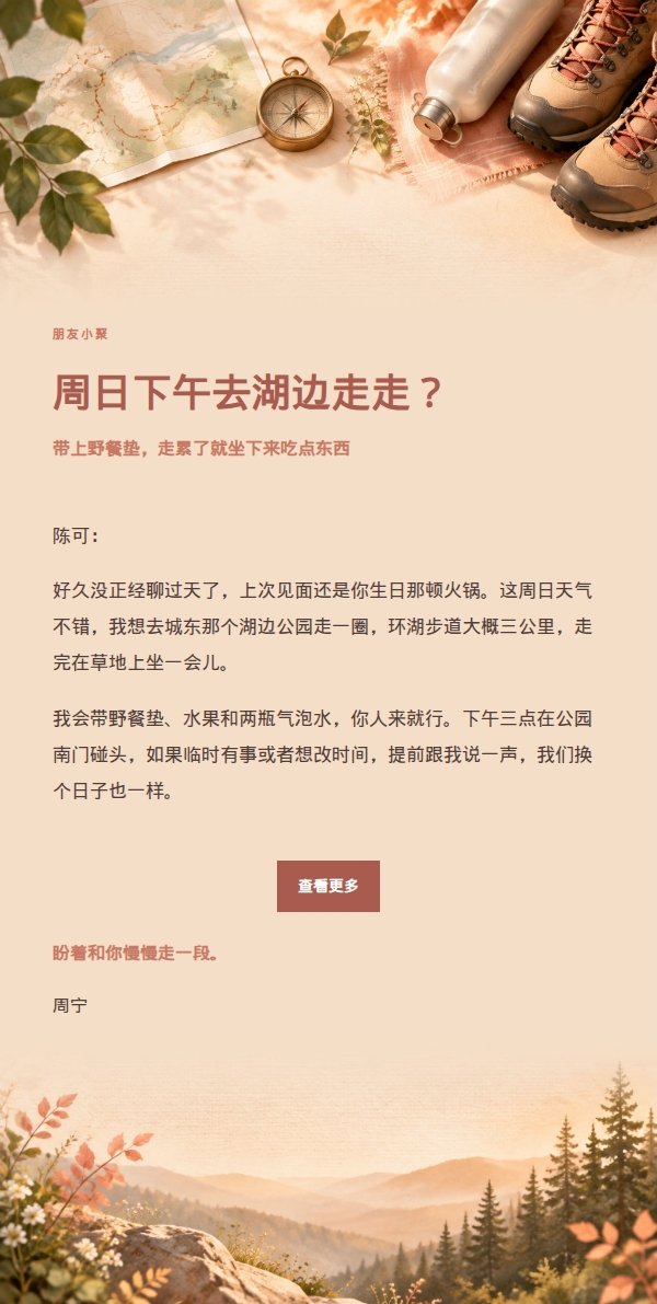 珊瑚香槟轻徒步邀约邮件 2