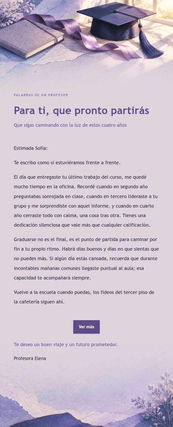 Carta de Felicitación de Graduación en Tinta Lila 2