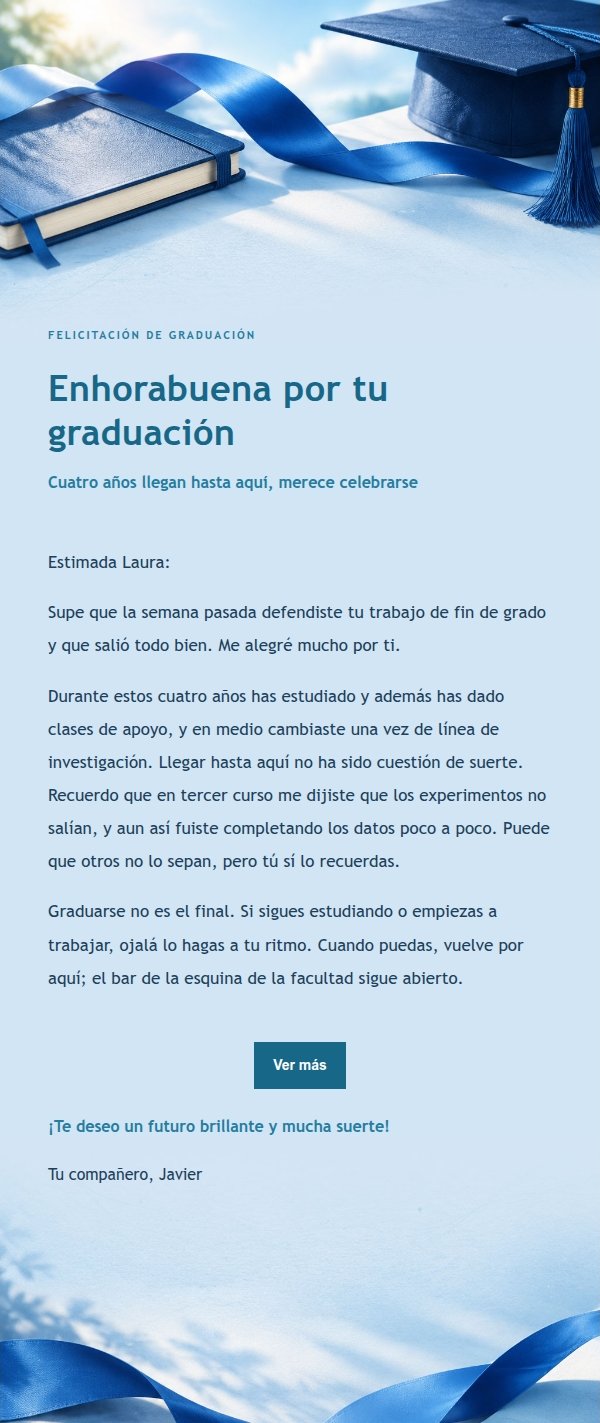 Felicitación de Graduación en Azul Cobalto