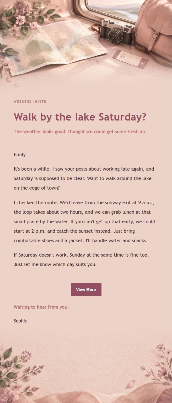 Rose Editorial Weekend Getaway Invite