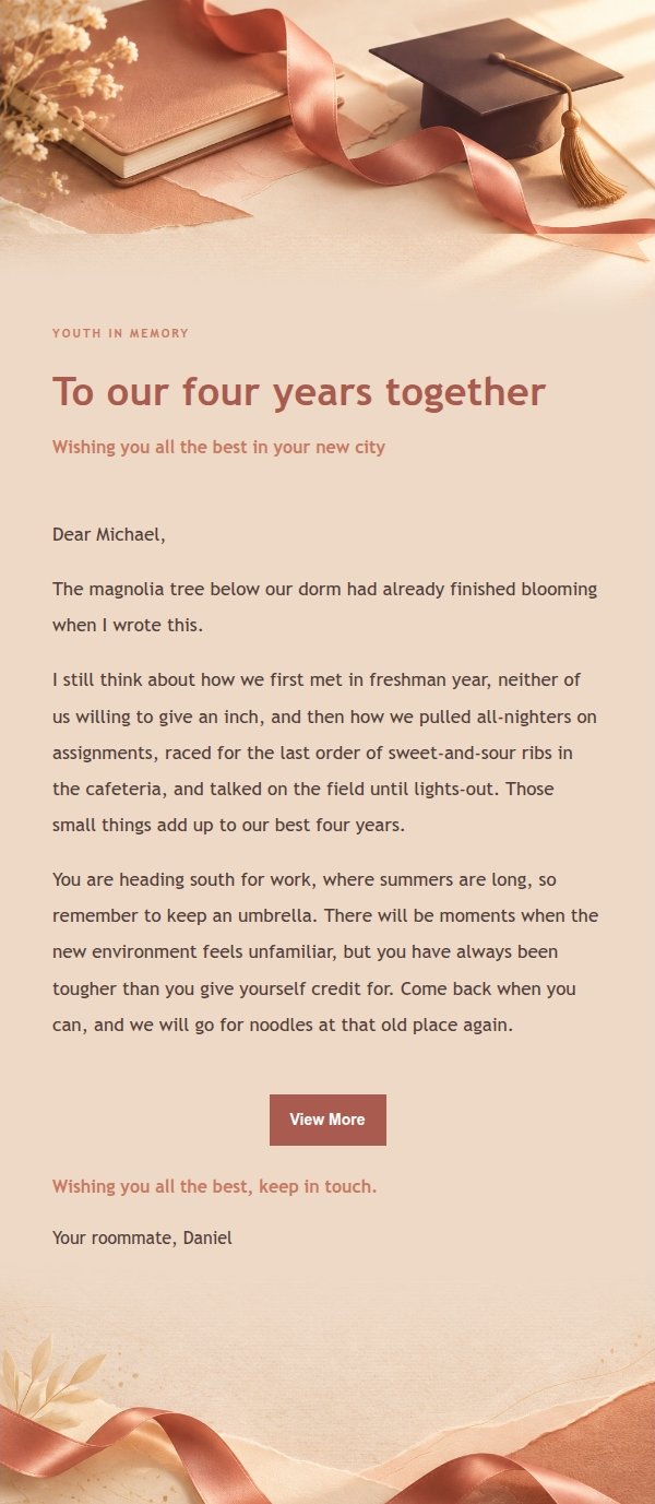 Coral Champagne Graduation Congratulation Letter 2