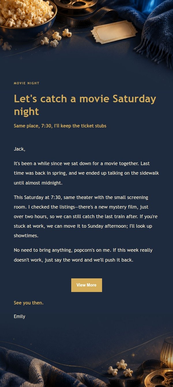 Midnight Blue Movie Night Invitation