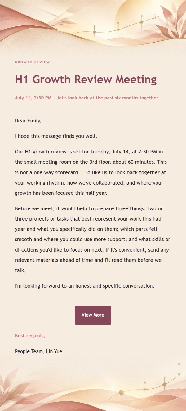 Rose & Ink Growth Review Cycle Email