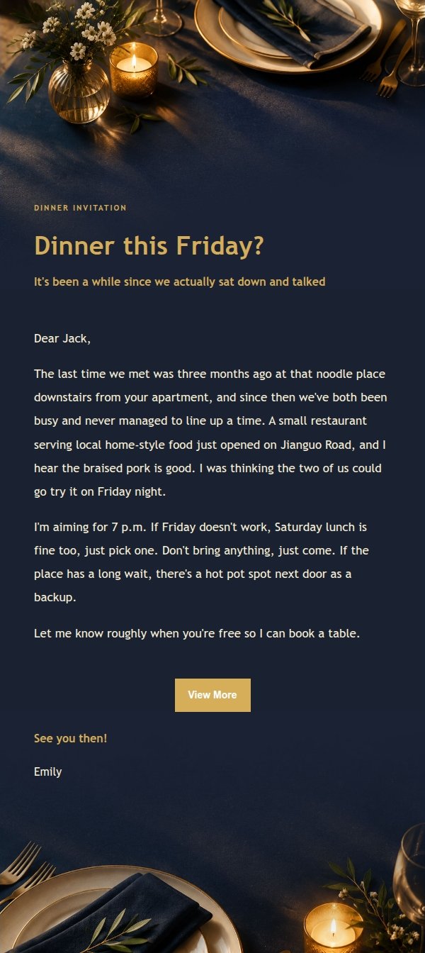 Navy & Gold Friends Dinner Invite