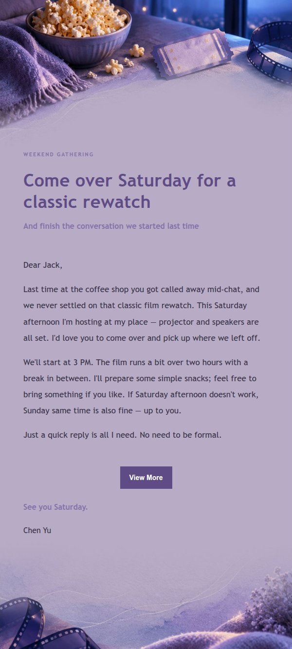 Lilac Movie Night Invitation 2