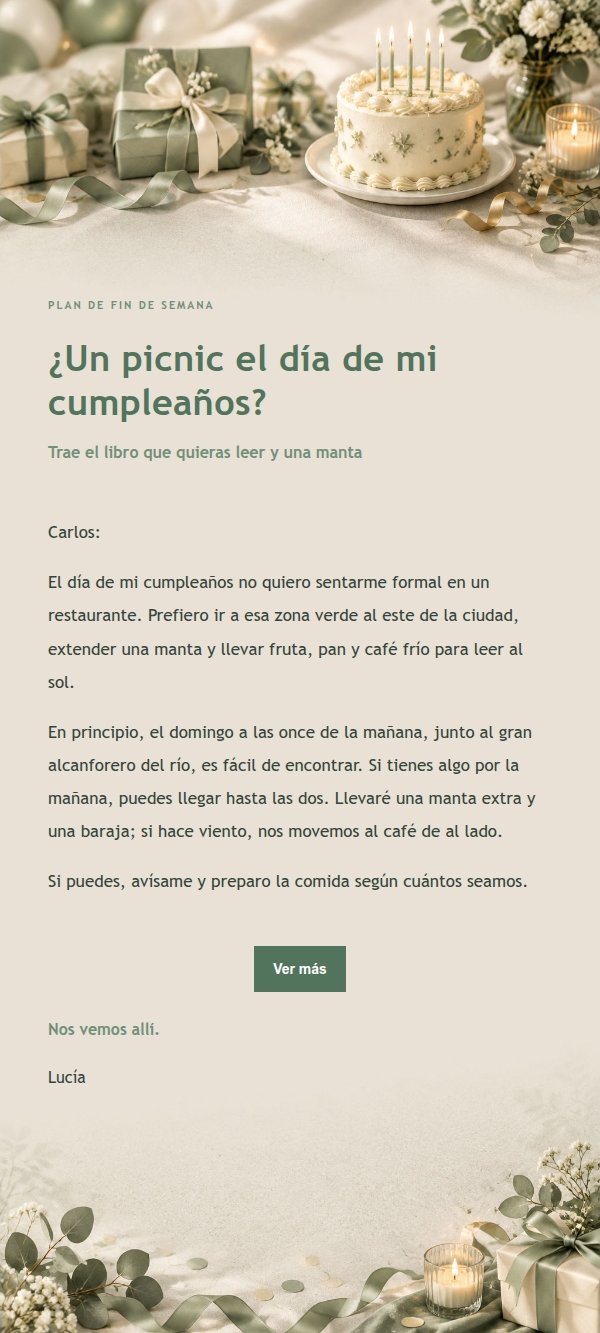 Invitación de Cumpleaños Salvia y Marfil 2